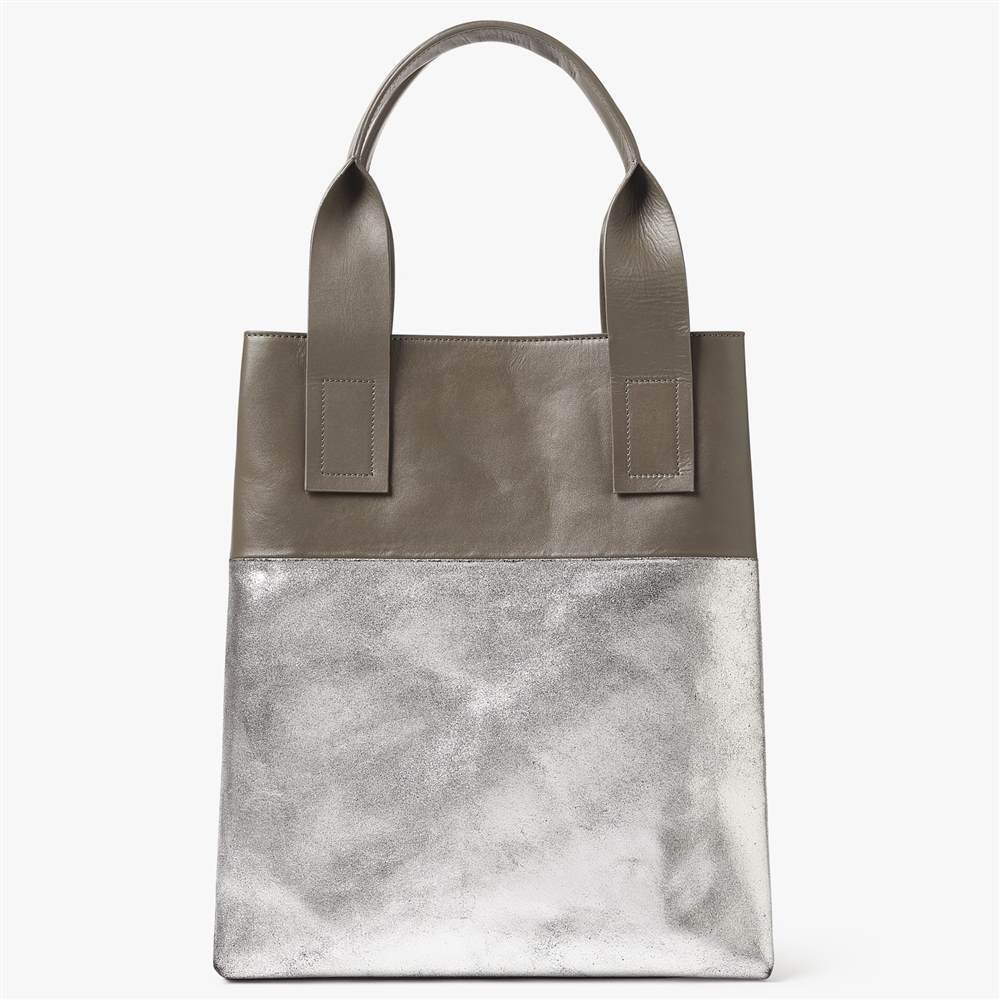 Kin by John Lewis Sara Leather Colourblock Tote BagSilver/Grey Kin by John Lewis Handbags