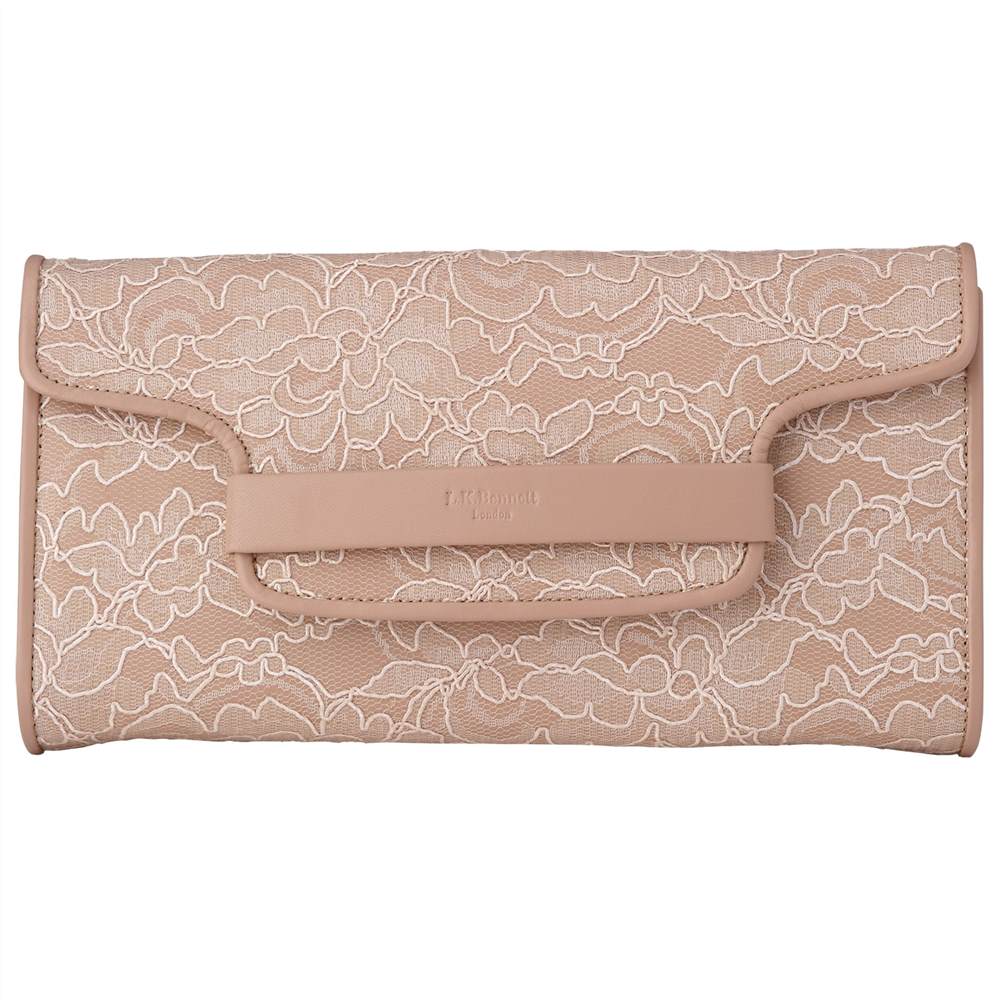 L.K. Bennett Laura Leather Lace Clutch Bag Marshmallow L.K.Bennett Handbags