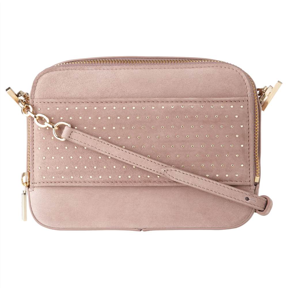 L.K. Bennett Mia Studded Leather Shoulder Bag Cloud Pink L.K.Bennett Handbags