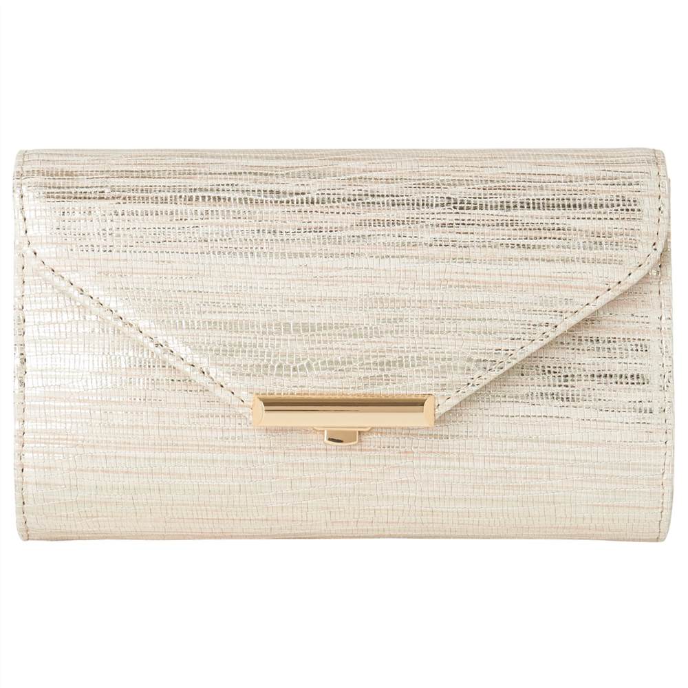 L.K.Bennett Sissi Leather Clutch Bag Soft Gold L.K.Bennett Handbags