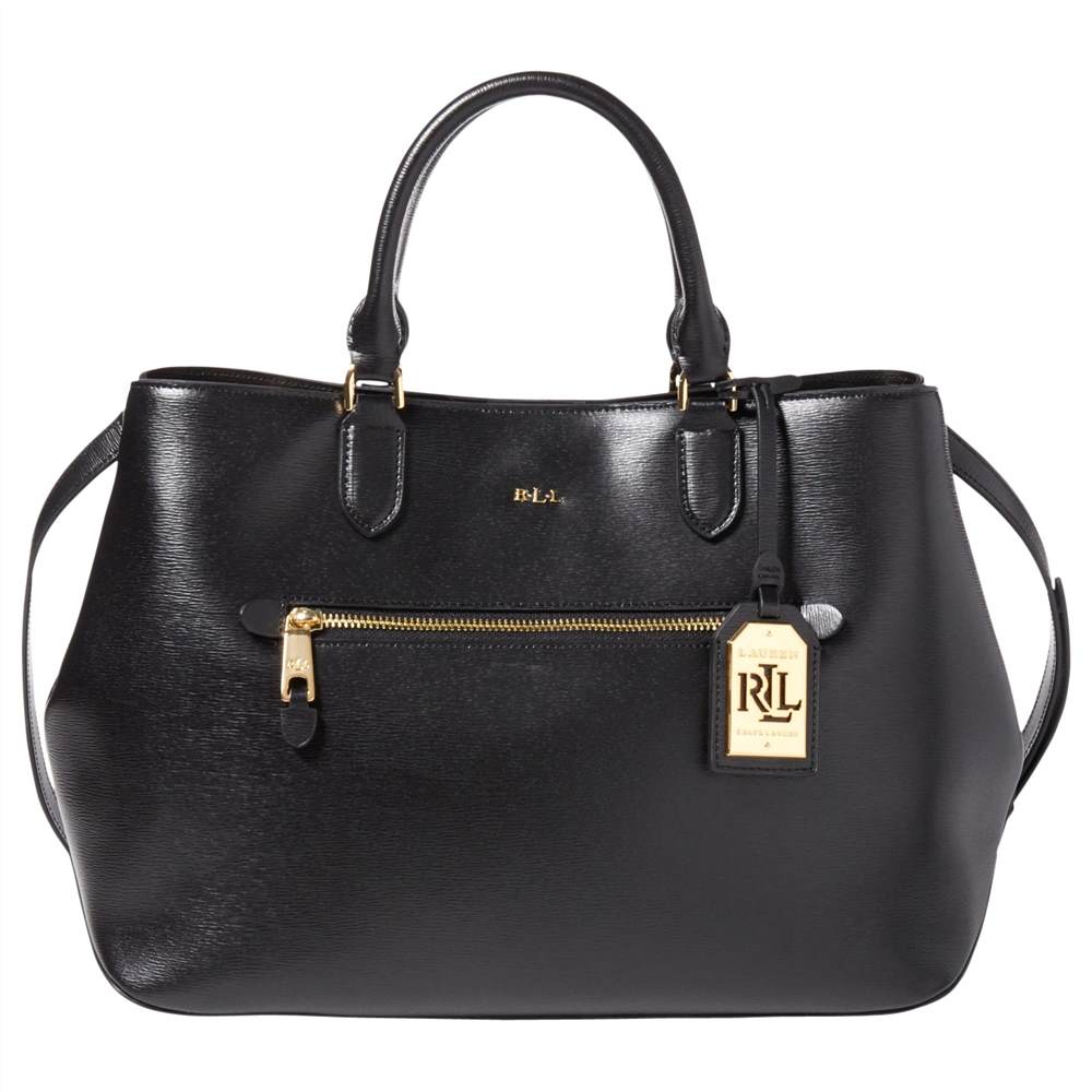 Lauren RL-London Saffiano Sabine Satchel Bag Black RL-London Handbags