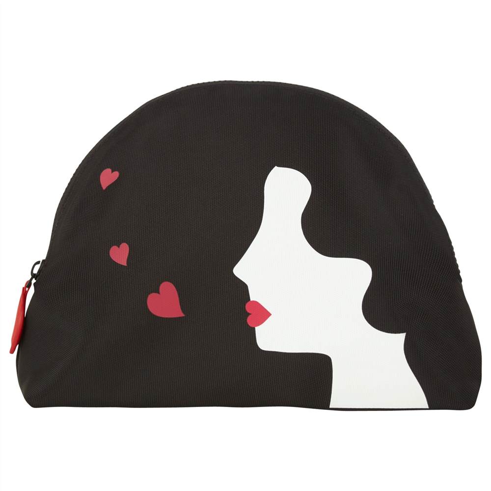 Lulu Guinness Kissing Cameo Large Pouch Black Lulu Guinness Purses