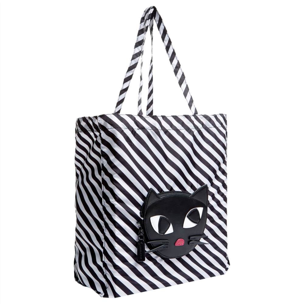 Lulu Guinness Kooky Cat Foldaway Shopper Black Lulu Guinness Handbags