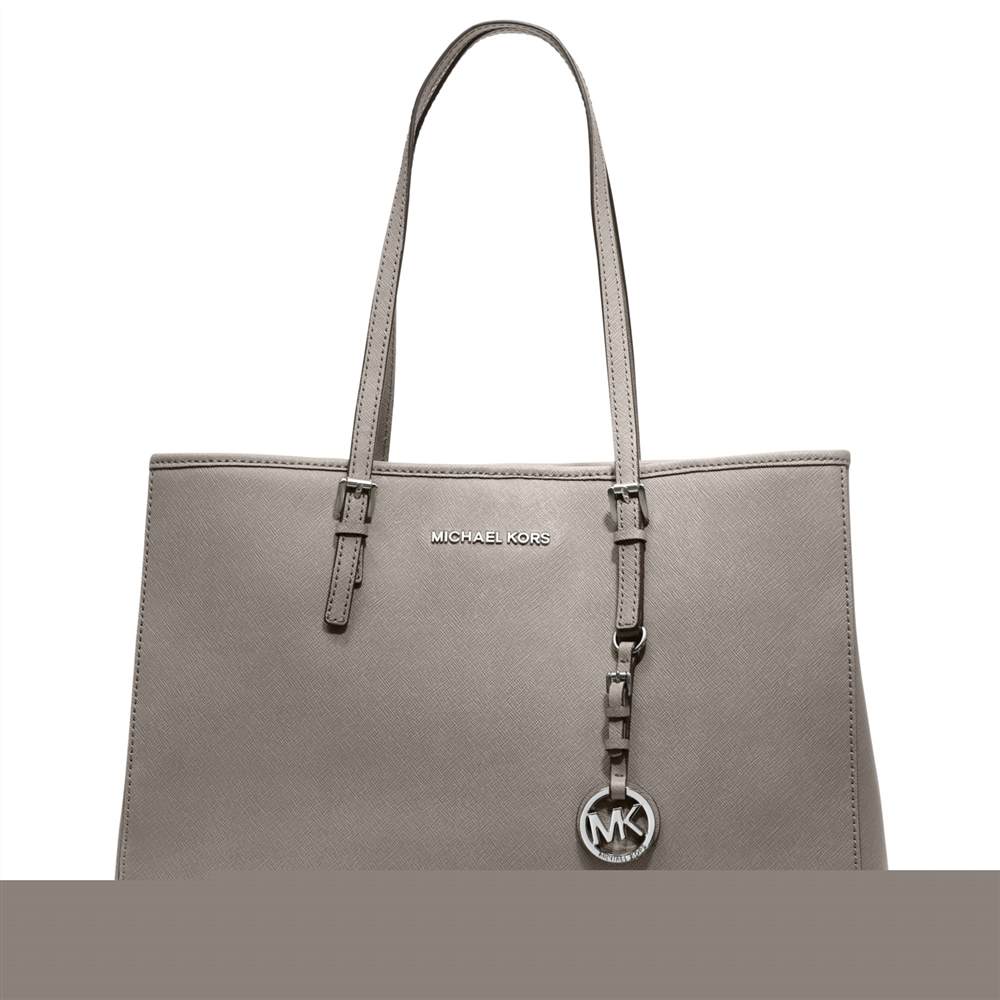 MMK-London Jet Set Travel East/West Large Leather Tote Bag Pearl Grey MMK-London Handbags