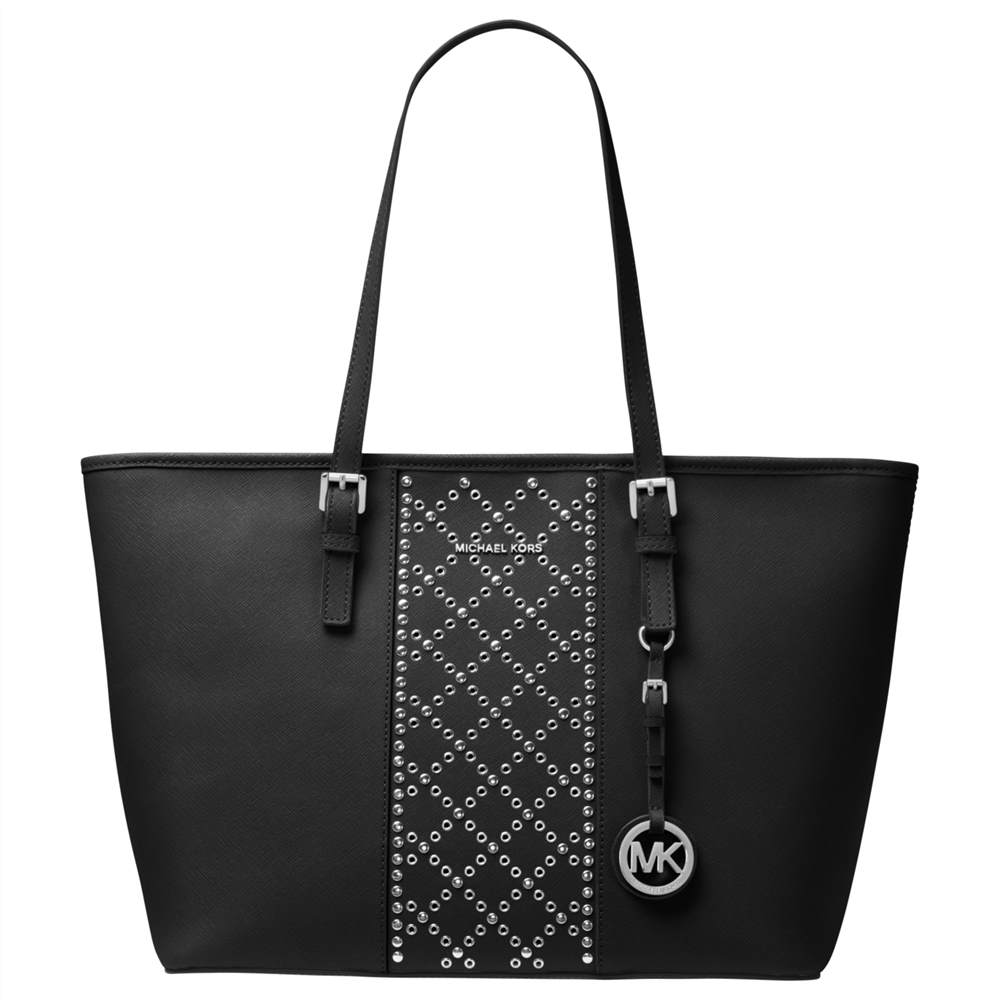 MMK-London Jet Set Travel Large Leather Stud Tote Bag Black MMK-London Handbags