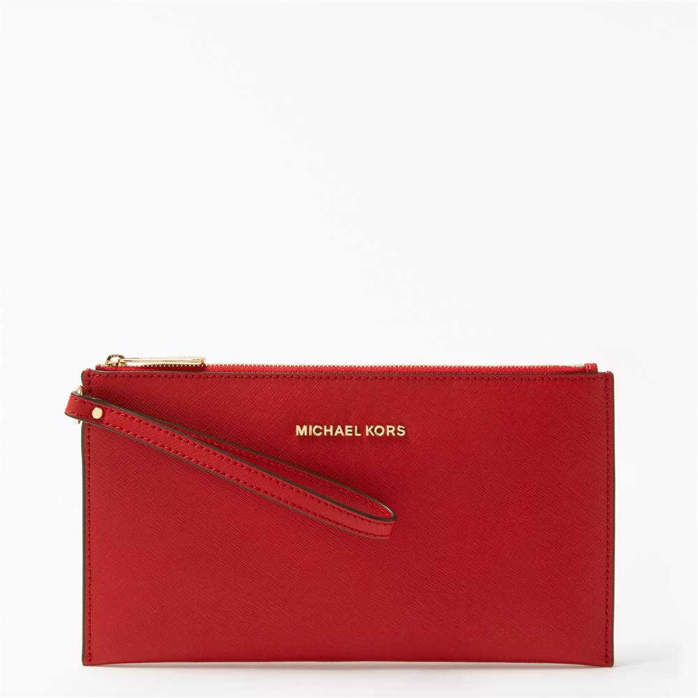 MMK-London Jet Set Travel Zip Top Leather Clutch PurseBright Red MMK-London Purses