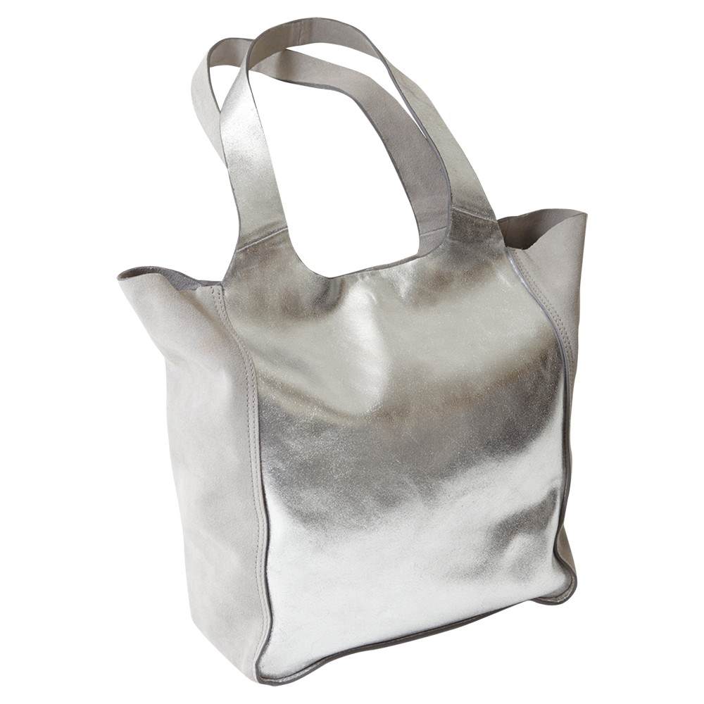 Mint Velvet Erin Metallic Slouchy Shopper Silver Mint Velvet Handbags