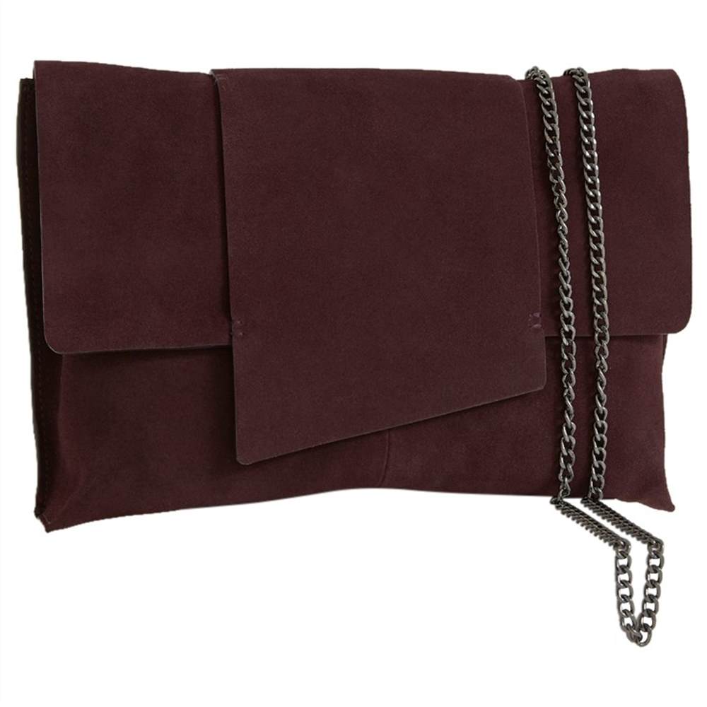 Mint Velvet Lea Leather Clutch Bag Bordeaux Mint Velvet Handbags