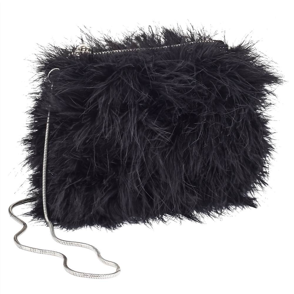 Miss Selfridge Faux Fur Cross Body Bag Black Miss Selfridge Handbags