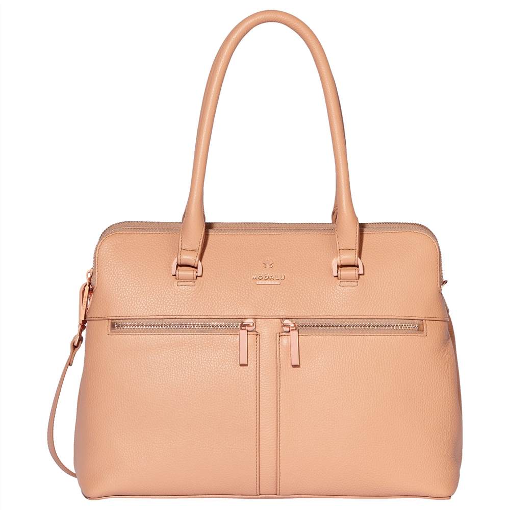 Modalu Pippa Classic Leather Grab Bag Dusky Pink Modalu Handbags