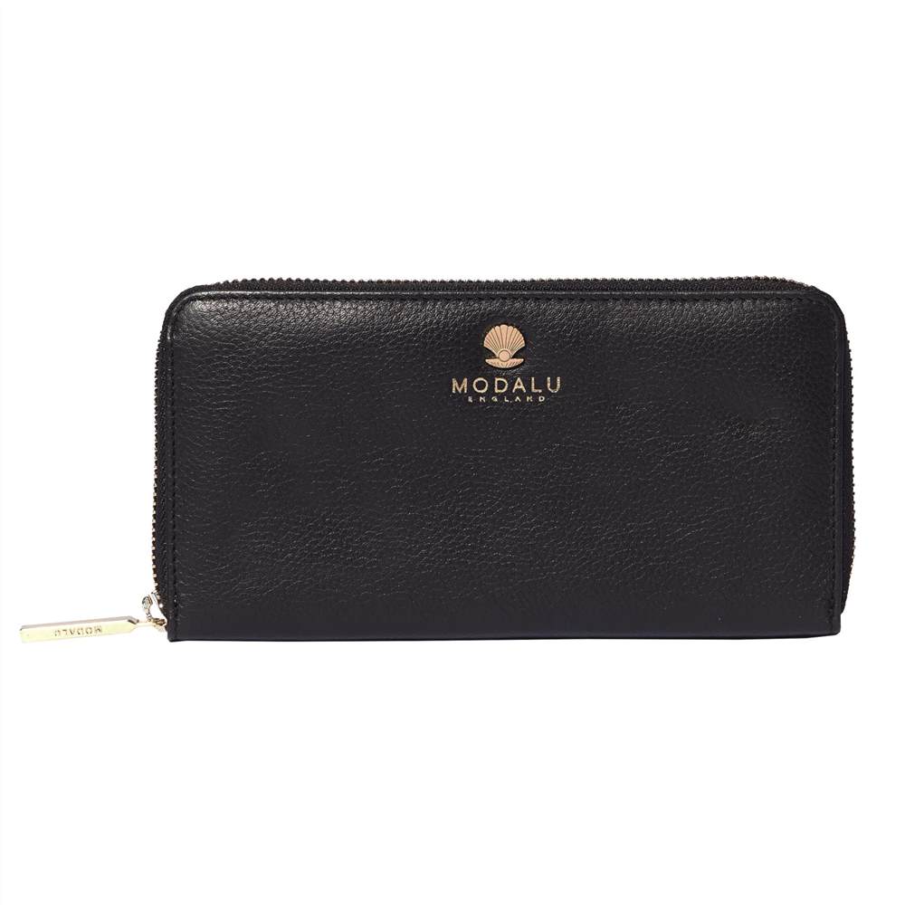 Modalu Pippa Zip Around Leather Wallet Black Modalu Purses