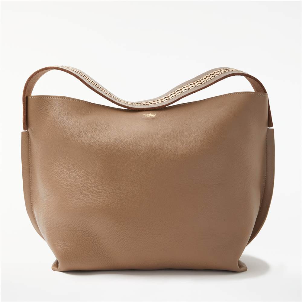 Modern Rarity Leesi Leather Shoulder Bag Taupe Modern Rarity Handbags