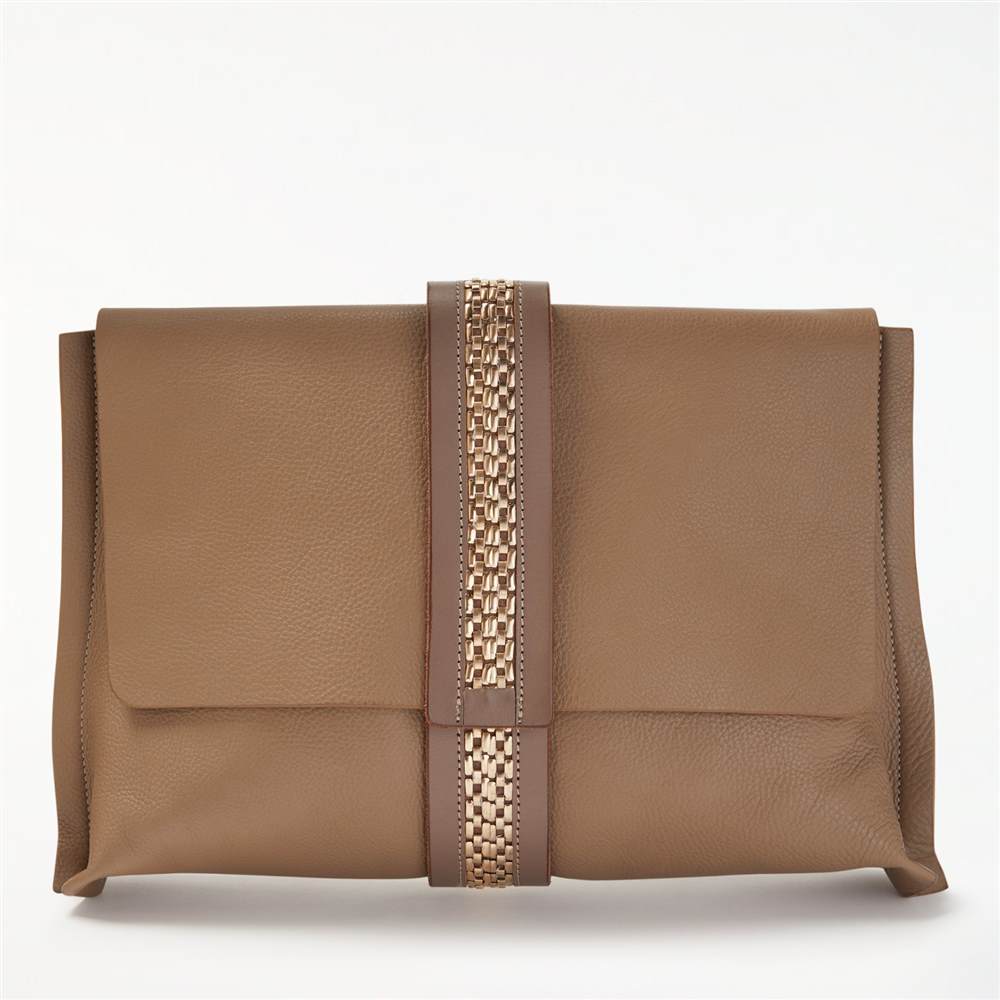 Modern RarityLee Leather Clutch Bag Taupe Modern Rarity Handbags