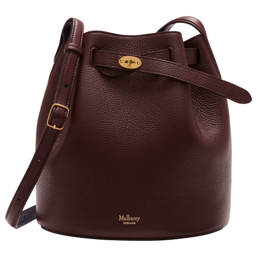 M-London Abbey Small Classic Grain Leather Bucket BagOxblood/Oxford Blue M-London Handbags