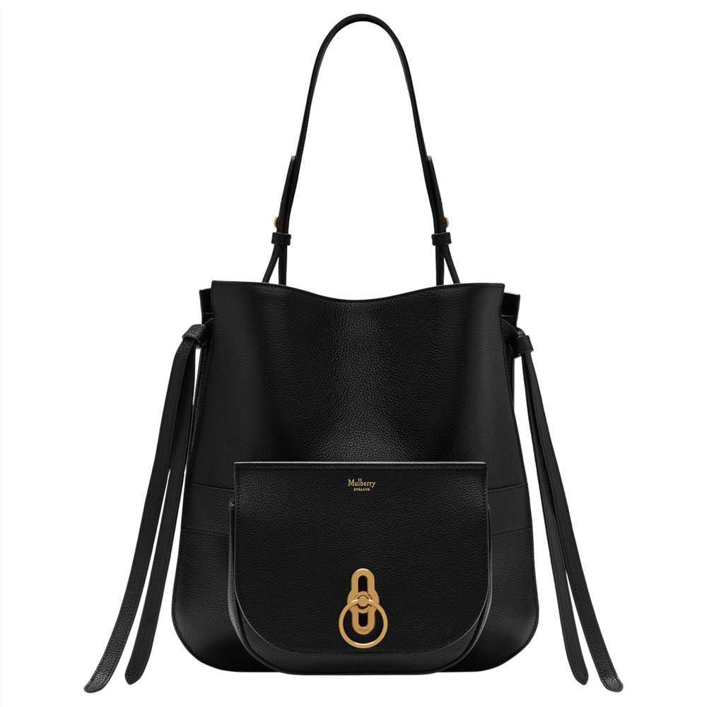 M-London Amberley Small Classic Grain Leather Hobo Bag Black M-London Handbags