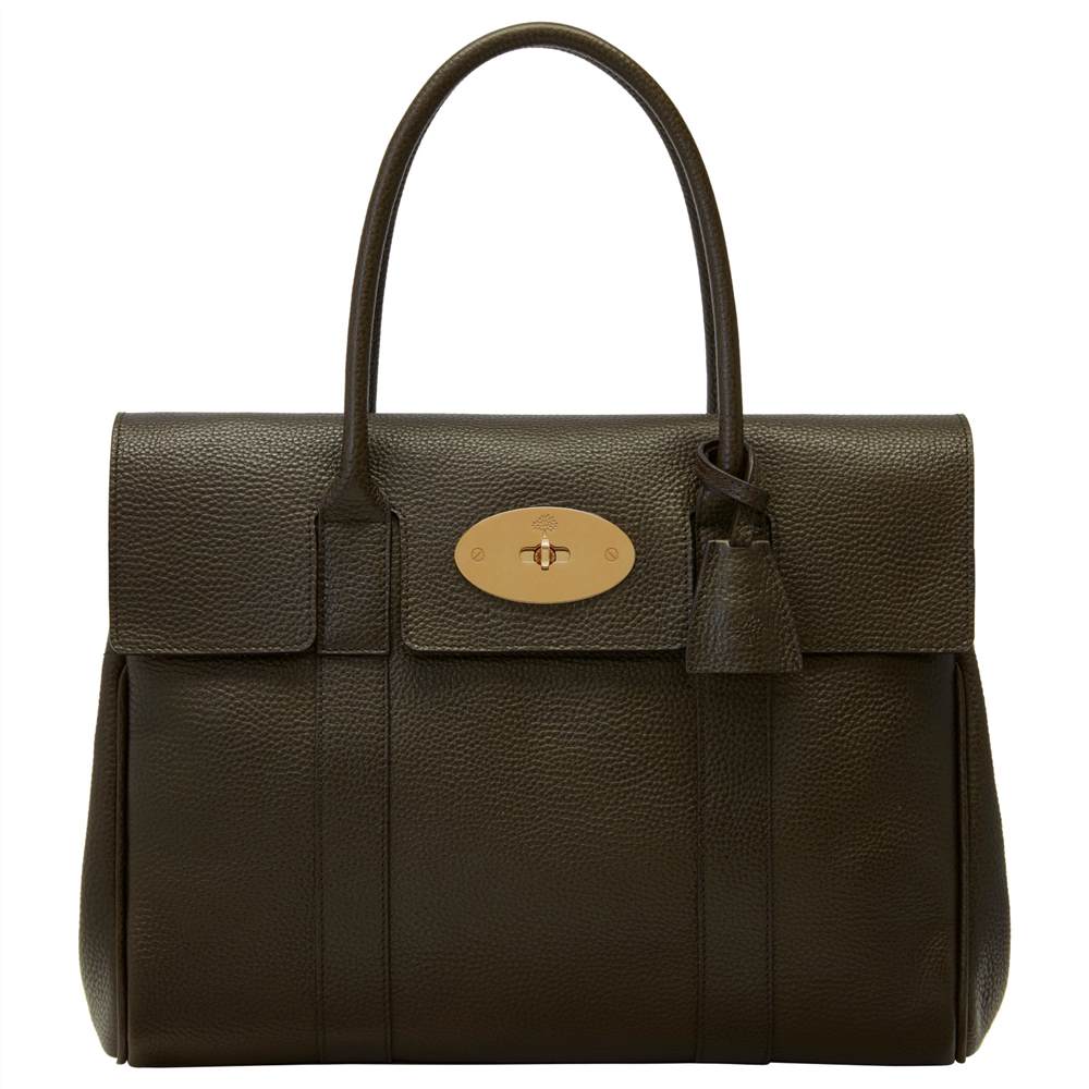 M-London Bayswater Grained Veg Tanned Leather Grab Bag Racing Green M-London Handbags