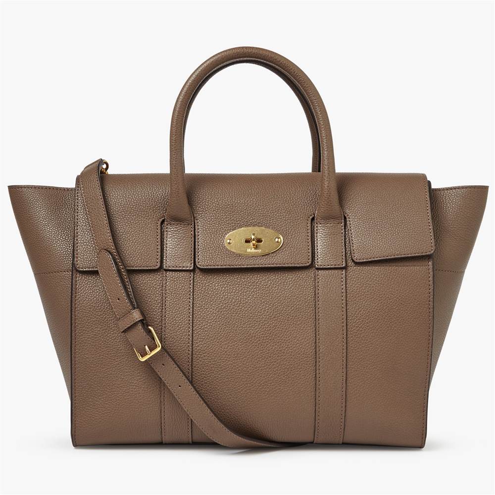 M-London Bayswater Small Classic Grain Leather Strap Bag Clay M-London Handbags