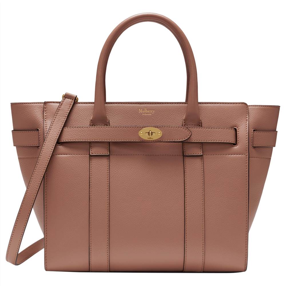 M-London Bayswater Small Classic Grain Leather Zipped BagBlush M-London Handbags