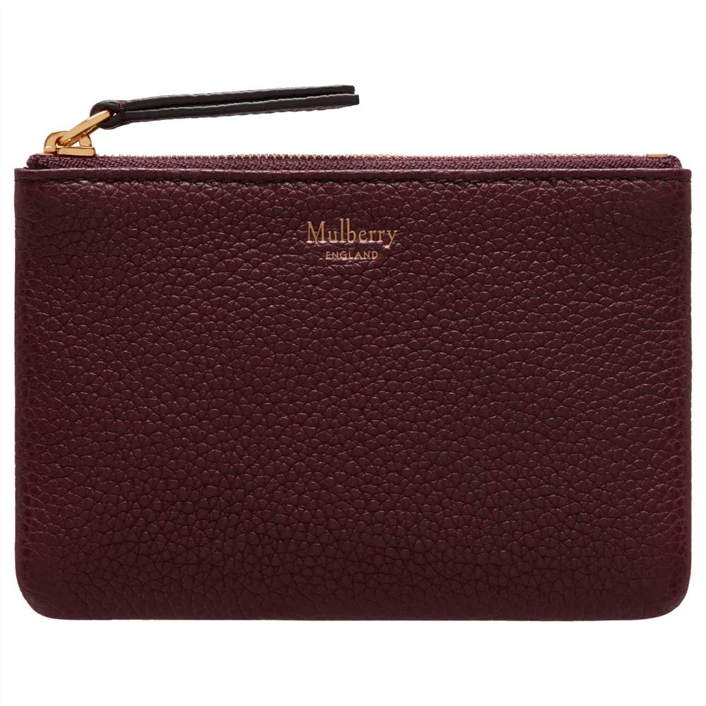 M-London Small Classic Grain Leather Zip Coin PouchBurgandy M-London Purses