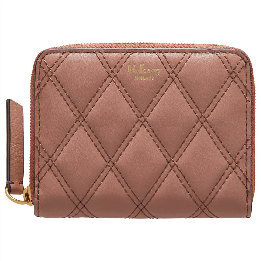 M-London Small Zip Around Leather Quilted Purse Dark Blush M-London Purses