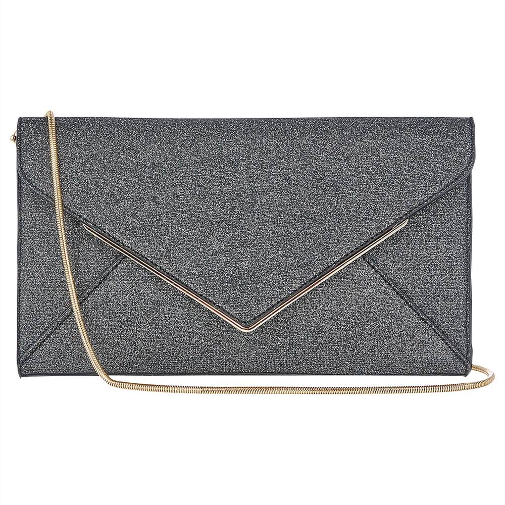 Oasis Glitter Envelope Clutch Bag Metallic Pewter Oasis Handbags