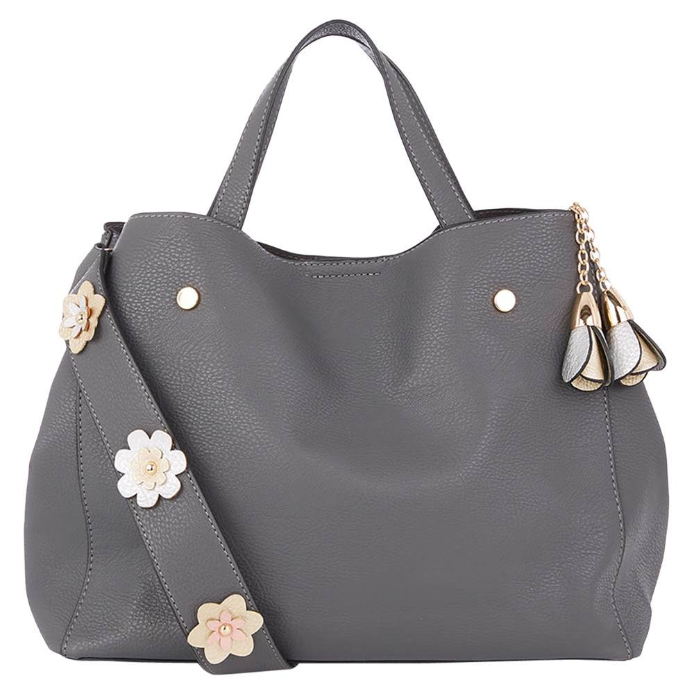 Oasis Harper Strap Detail Tote Mid Grey/Multi Oasis Handbags