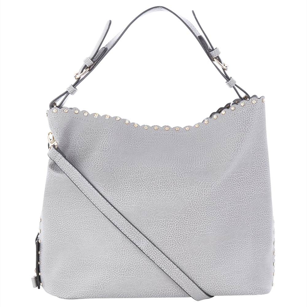 Oasis Skylar Scalloped Hobo Bag Mid Grey Oasis Handbags