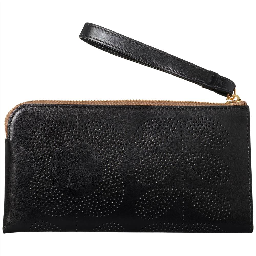 Orla Kiely Punch Tall Flower Leather Wristlet Purse Black Orla Kiely Purses