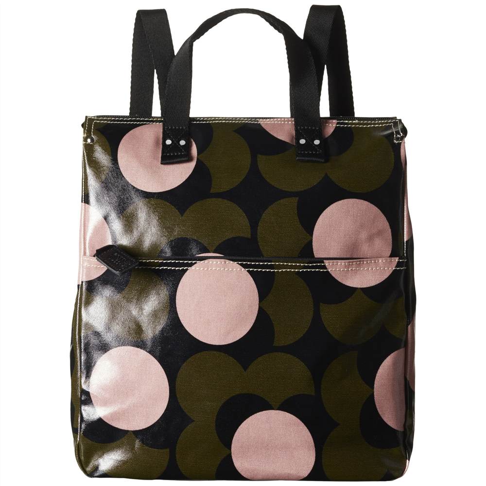 Orla Kiely Shiny Laminated Shadow Flower Print Backpack Forest Green Orla Kiely Handbags