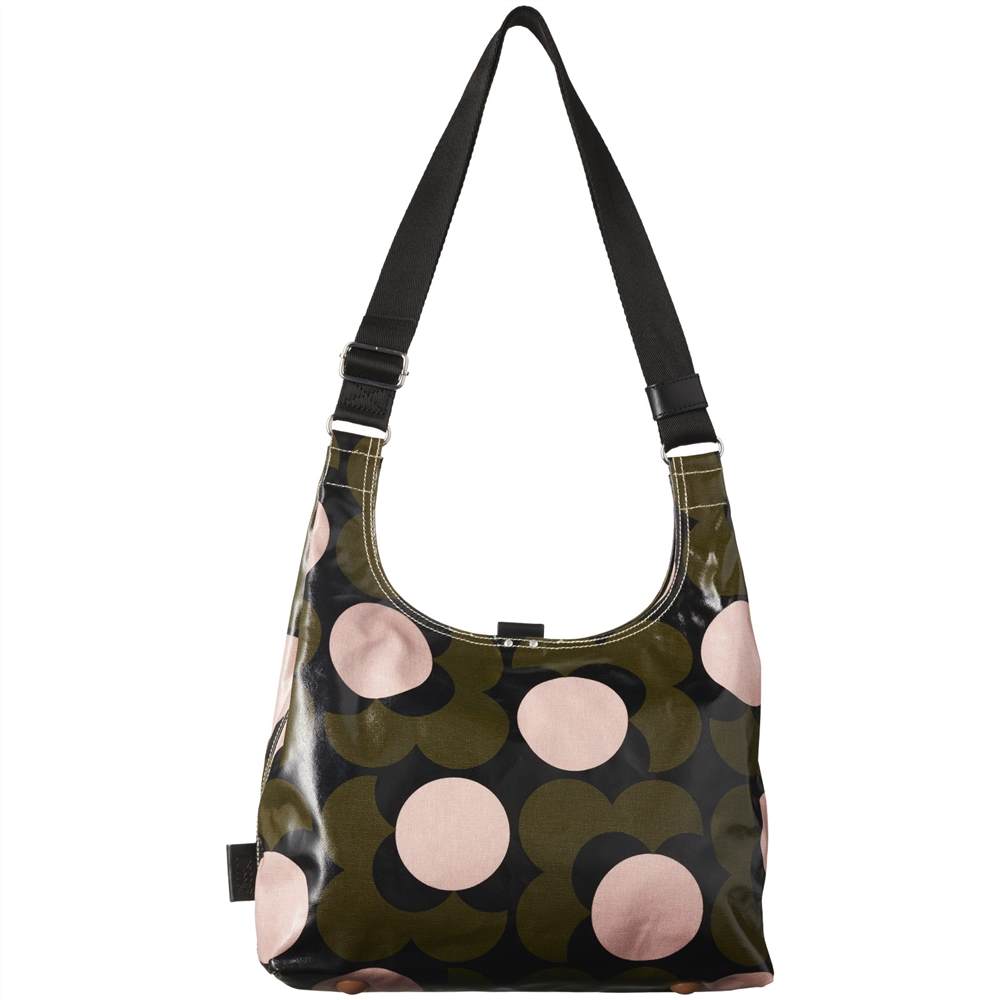 Orla Kiely Shiny Laminated Shadow Flower Print Shoulder Bag Forest Green Orla Kiely Handbags