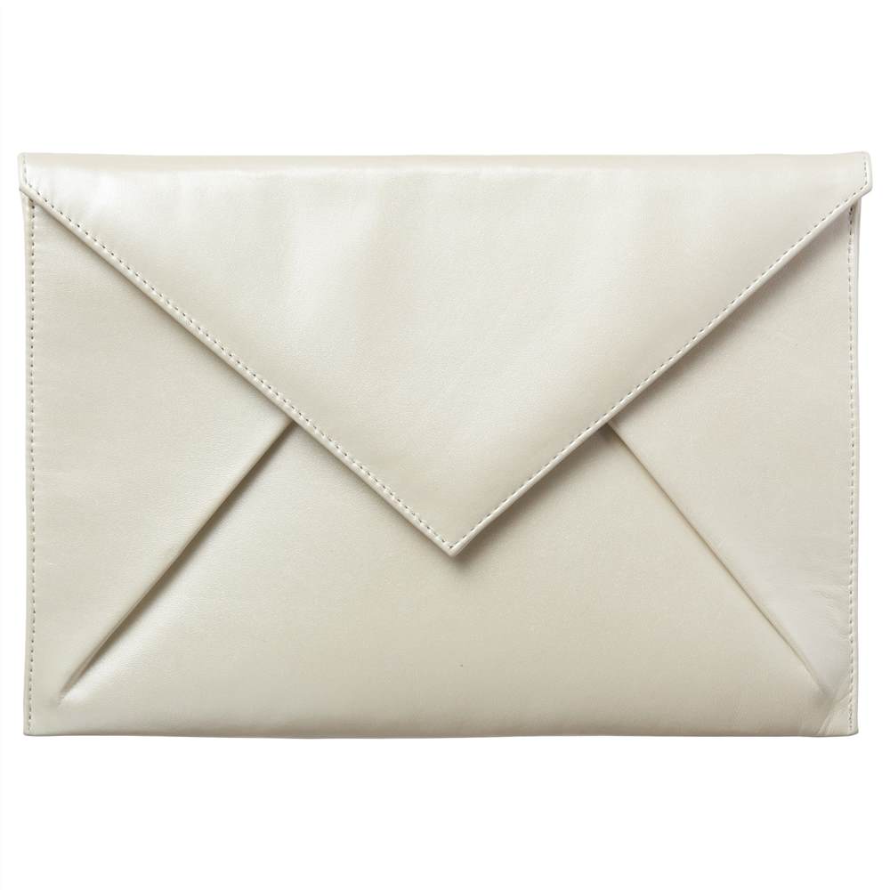 Phase Eight Jenna Leather Clutch Bag White Phase Eight Handbags