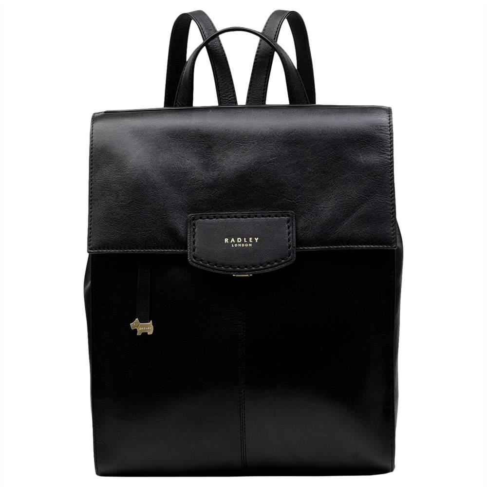 Radbags-London Burnham Beeches Leather Large Flapover Backpack Black Radbags-London Handbags