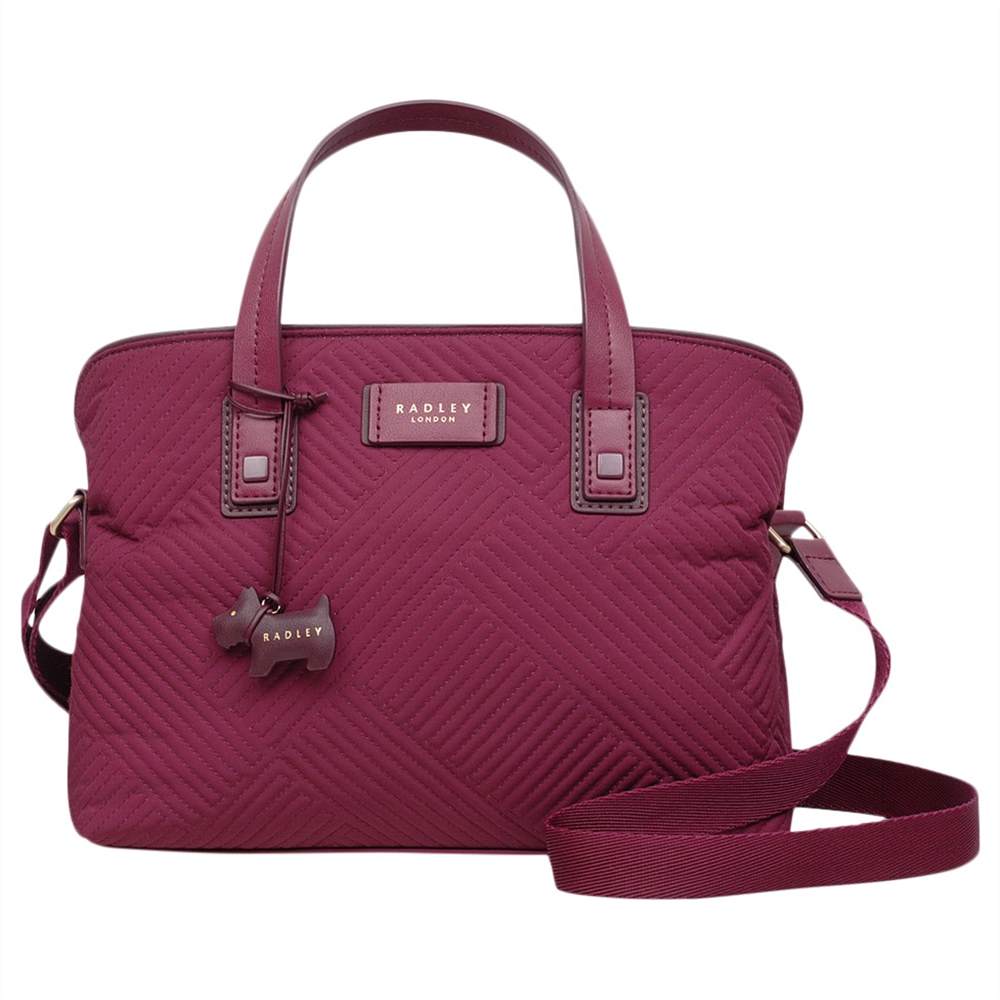 Radbags-London Deco Stripe Quilted Medium Cross Body Bag Berry Radbags-London Handbags