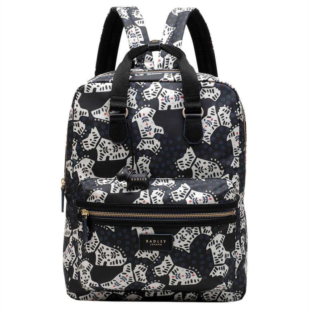 Radbags-London Folk Dog Fabric Large Backpack Black Radbags-London Handbags