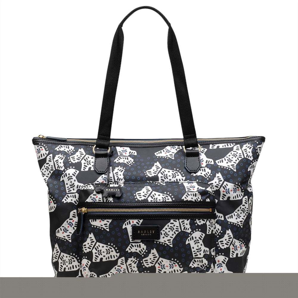 Radbags-London Folk Dog Fabric Large Tote Bag Black Radbags-London Handbags