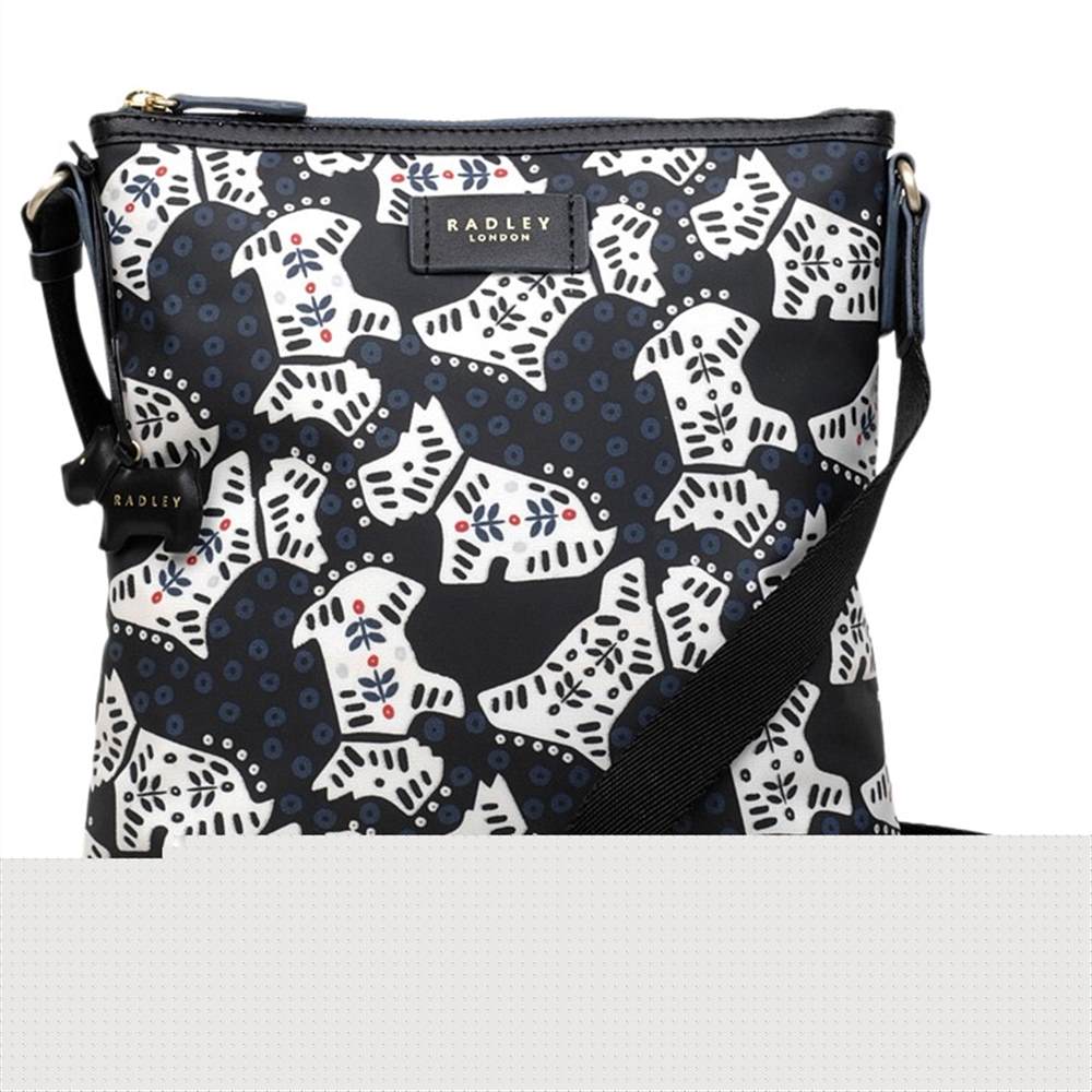 Radbags-London Folk Dog Fabric Medium Cross Body Bag Black Radbags-London Handbags