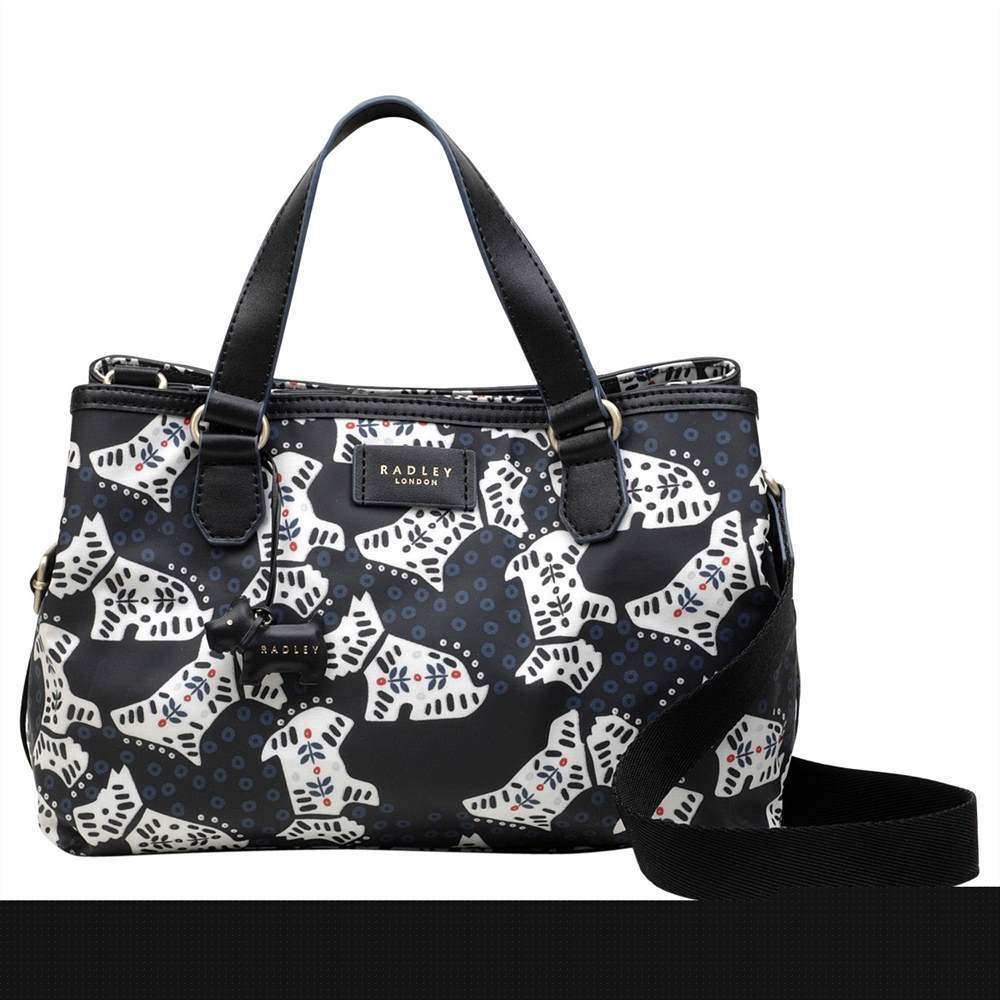 Radbags-London Folk Dog Fabric Medium Grab Bag Black Radbags-London Handbags