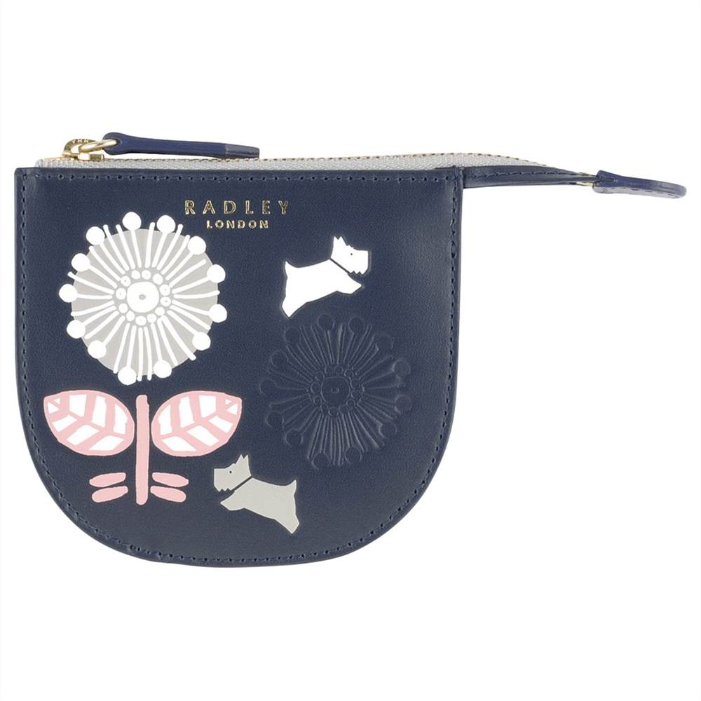 Radbags-London Folk Floral Leather Small Coin Purse Navy Radbags-London Purses