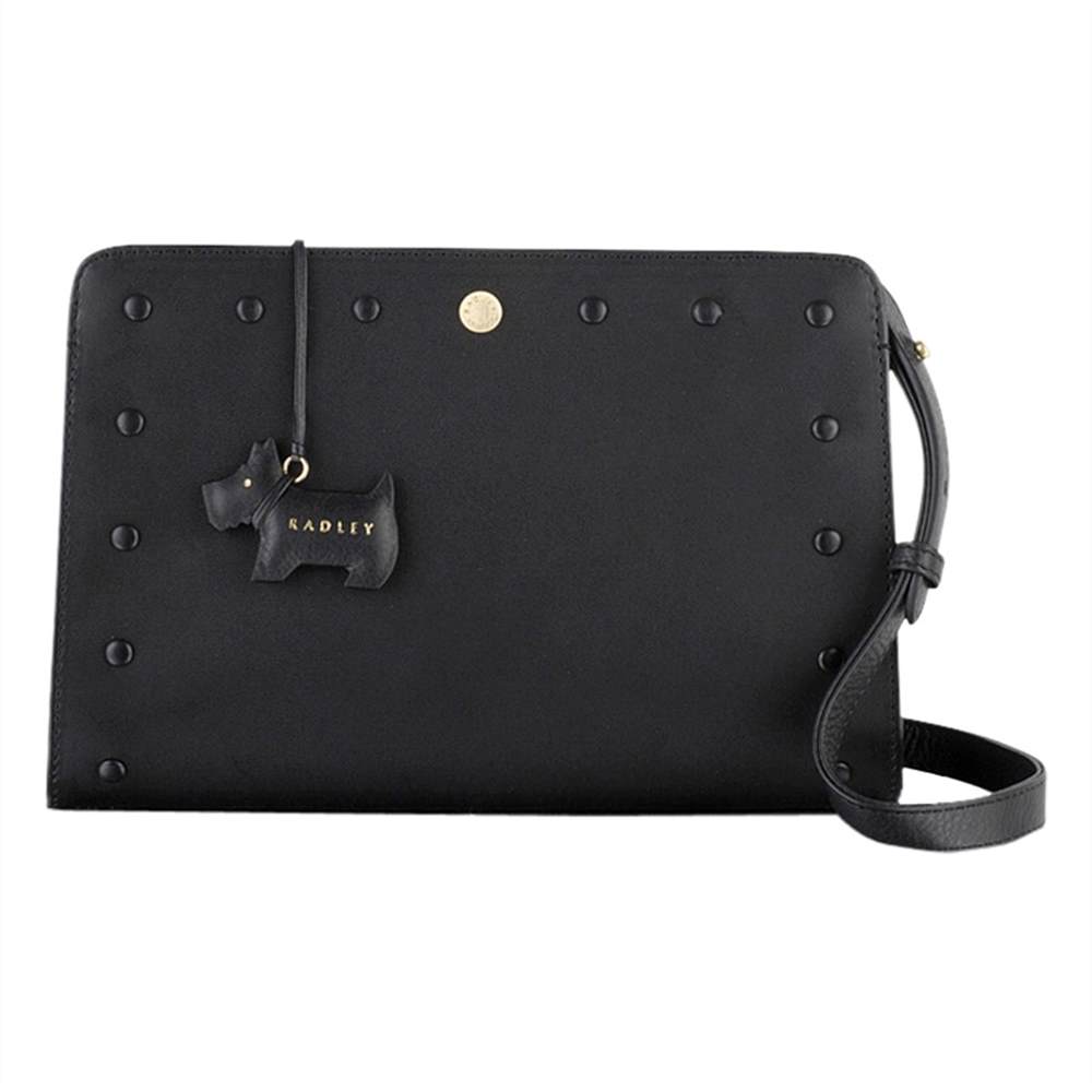 Radbags-London Liverpool Street Leather Medium Stud Cross Body Bag Black Radbags-London Handbags