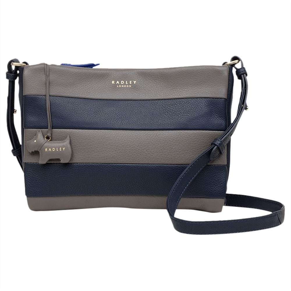 Radbags-London Syon Park Medium Leather Cross Body Bag Grey/Navy Radbags-London Handbags