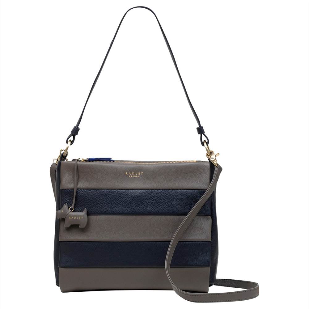 Radbags-London Syon Park Medium Leather Shoulder Bag Navy/Grey Radbags-London Handbags