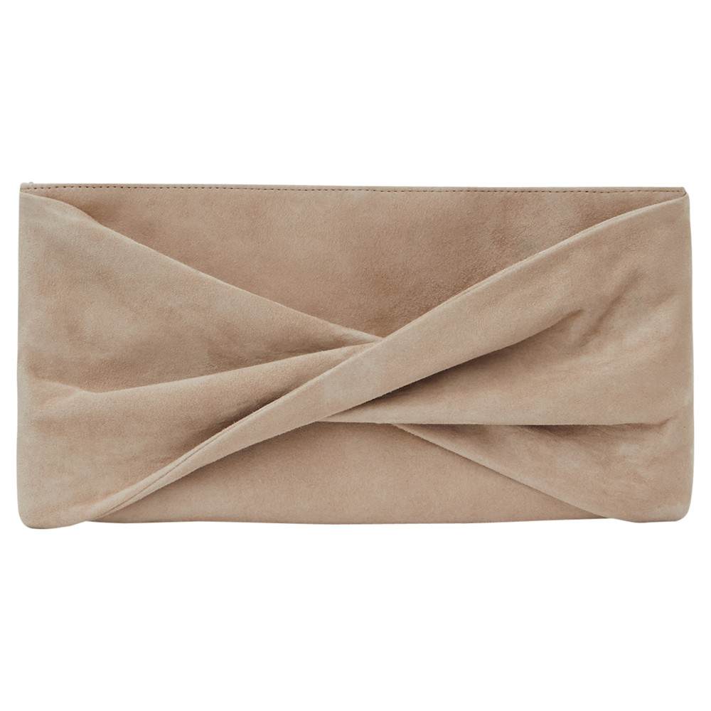 Reiss Beau Suede Knot Evening Bag Reiss Handbags