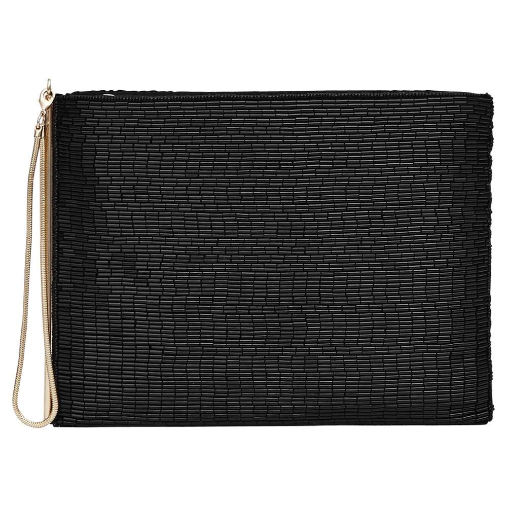 Reiss Christy Long Beaded Clutch Bag Black Reiss Handbags