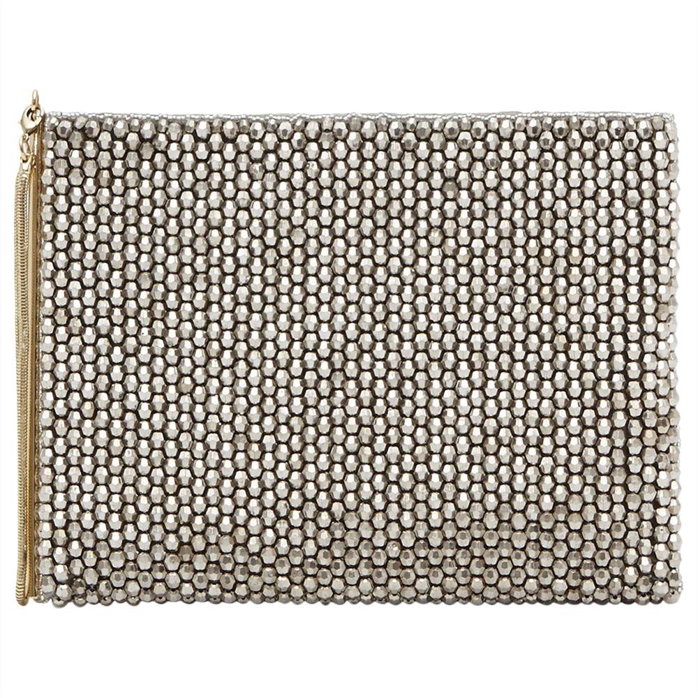 Reiss Cindy Beaded Clutch Bag Silver Reiss Handbags