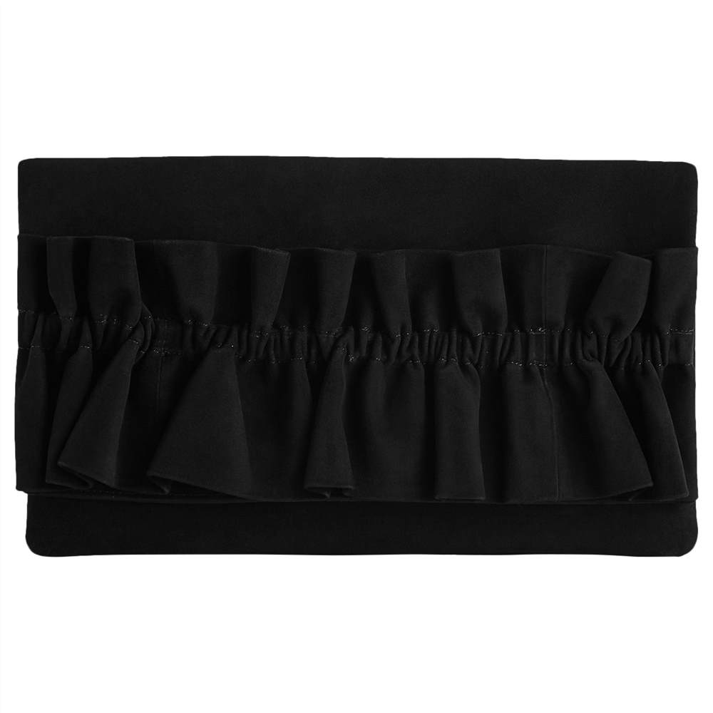 Reiss Maxima Suede Ruffle Clutch Reiss Handbags