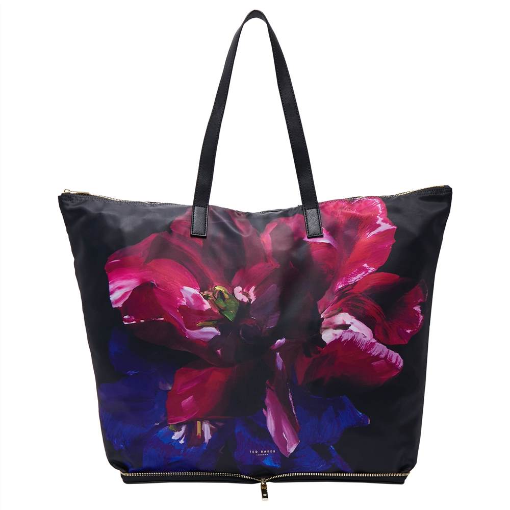 TB-London Alene Impressionist Bloom Foldaway Shopper Bag Black TB-London Handbags