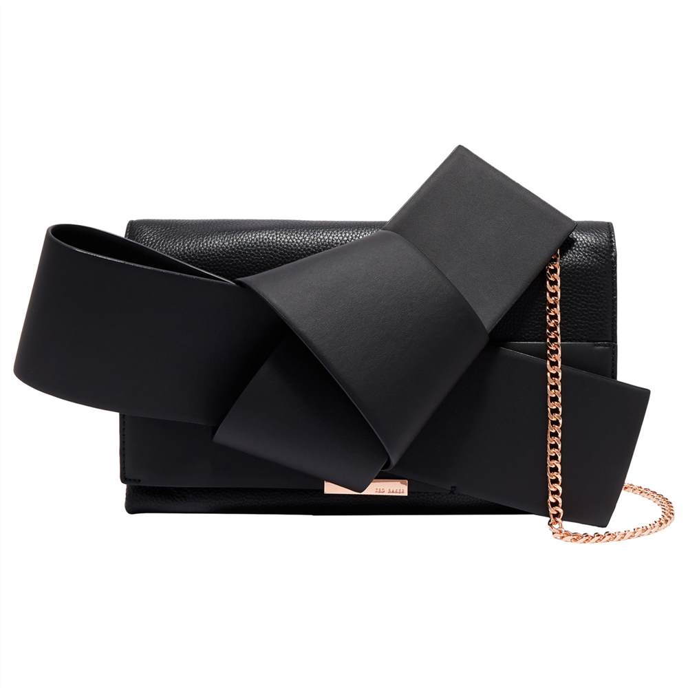 TB-London Asterr Leather Giant Knot Bow Evening BagBlack TB-London Handbags