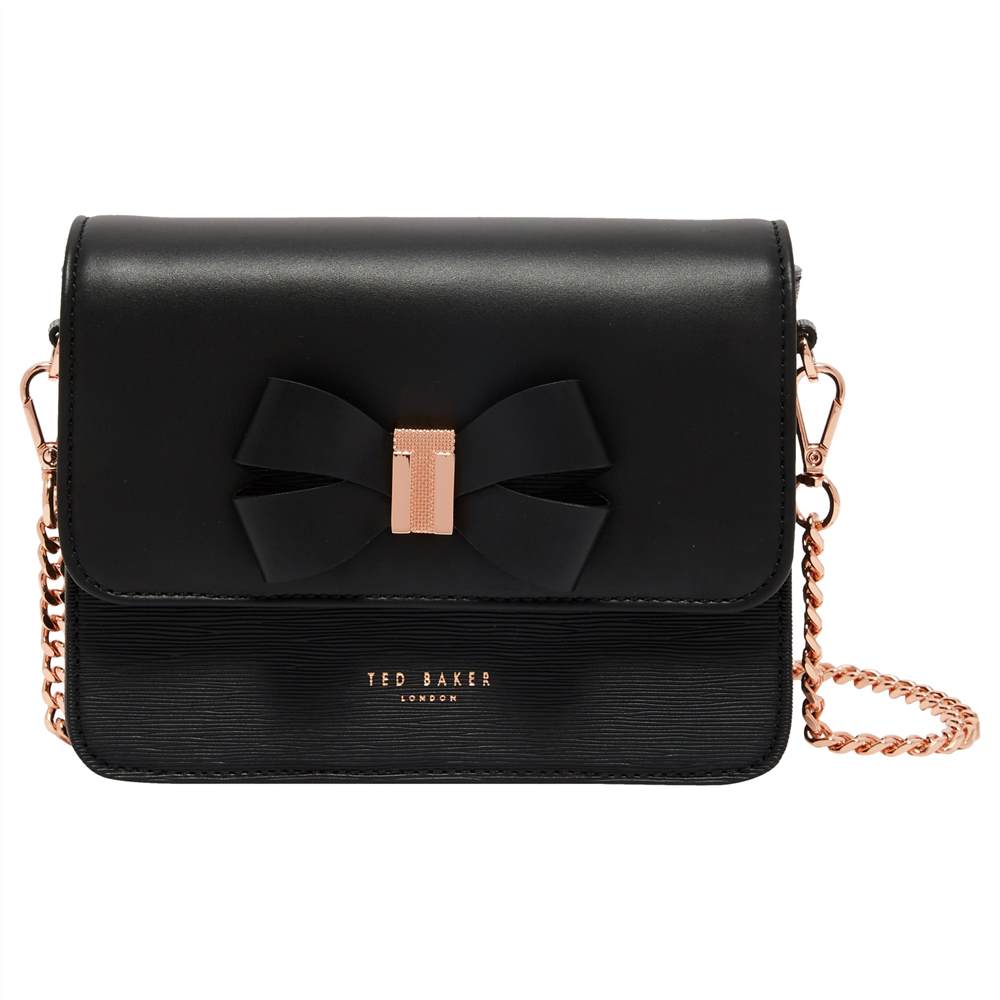 TB-London Bow Detail Leather Across Body Bag Black TB-London Handbags