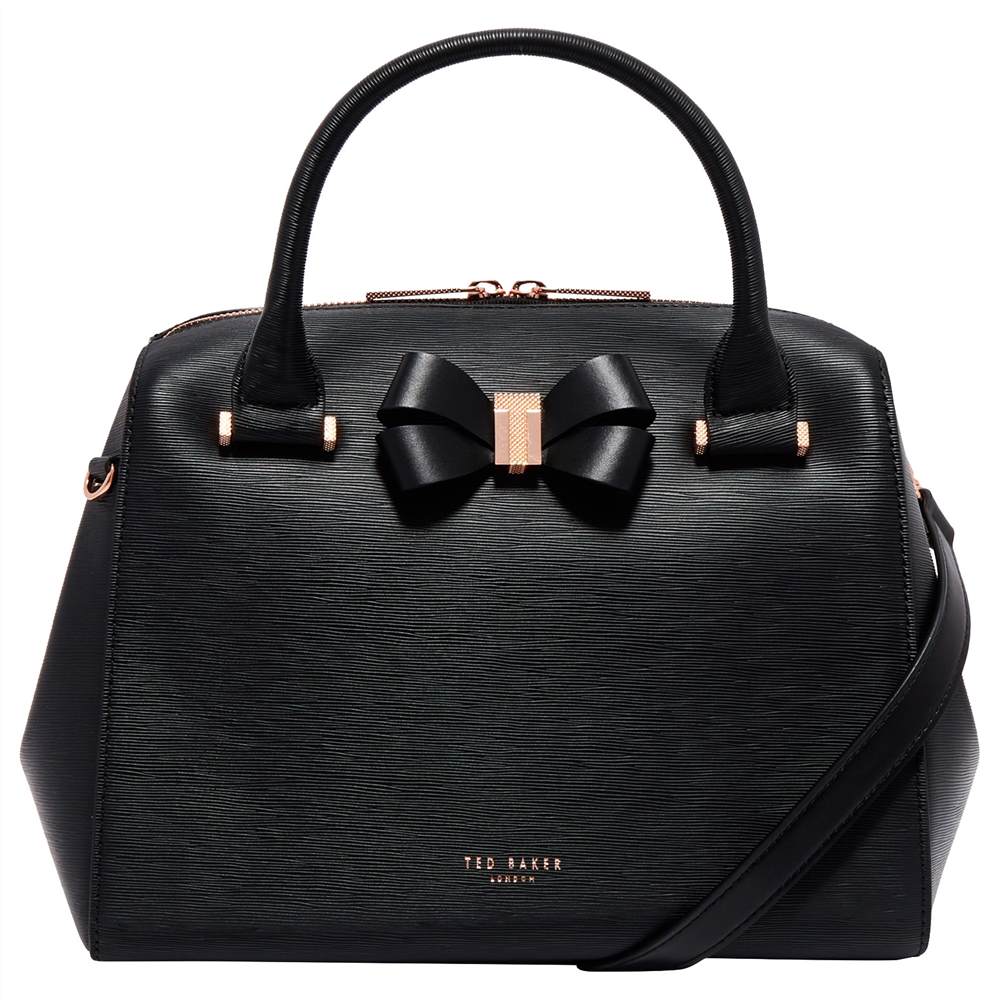 TB-London Cacia Leather Bow Detail Bowler Bag Black TB-London Handbags