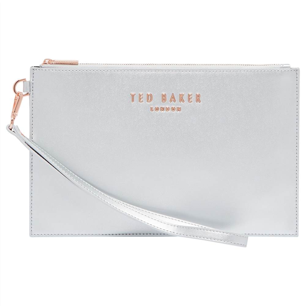 TB-London Emerey Leather Wristlet PouchSilver TB-London Purses